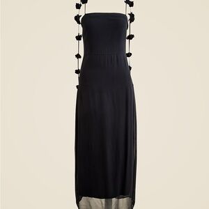 Collection rosette-strap sheath dress in chiffon (NWT)